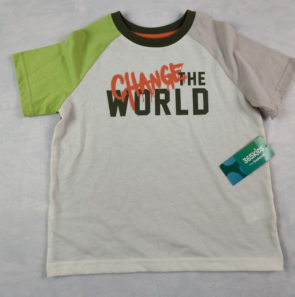 NWT 365 From Garanimals Change The World Boys Sz 4 T-Shirt 60% Cotton